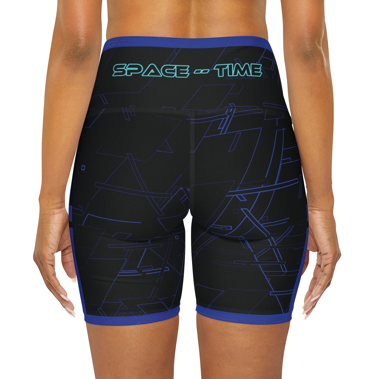 Cyber Midnight Blue Waisted Fitness Shorts