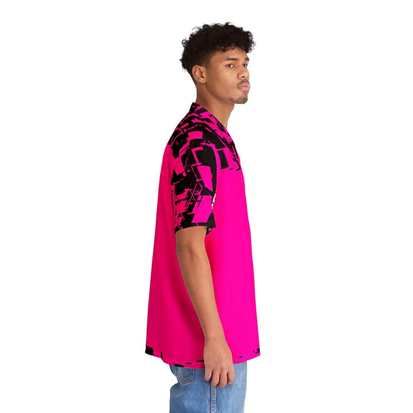 Hot Pink Cyber Button Up Shirt