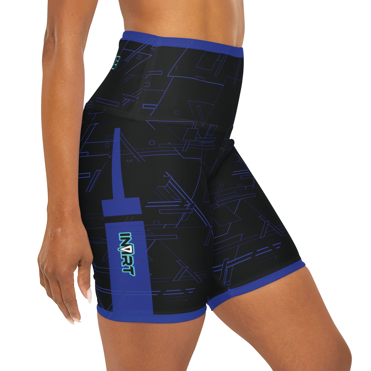 Cyber Midnight Blue Waisted Fitness Shorts