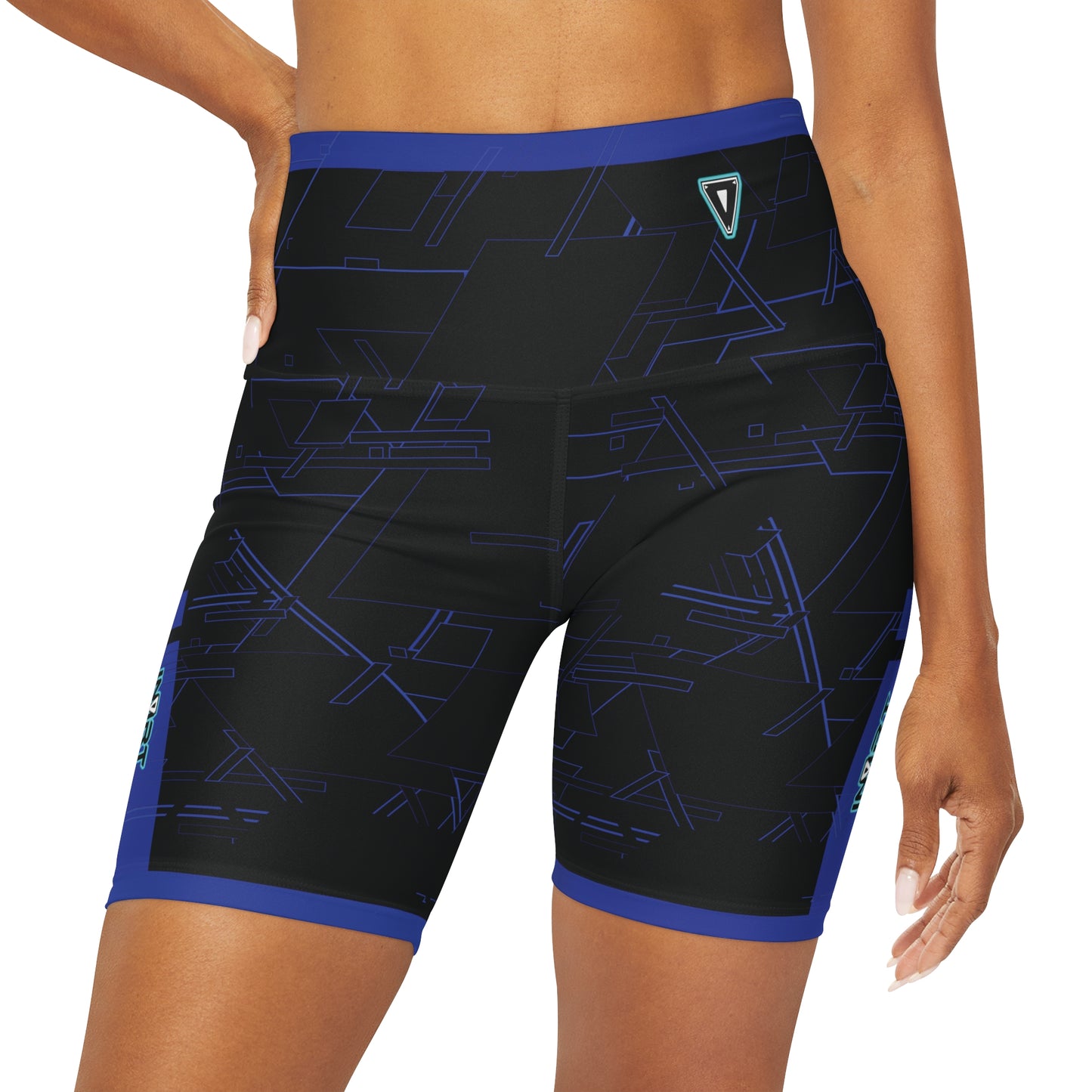 Cyber Midnight Blue Waisted Fitness Shorts