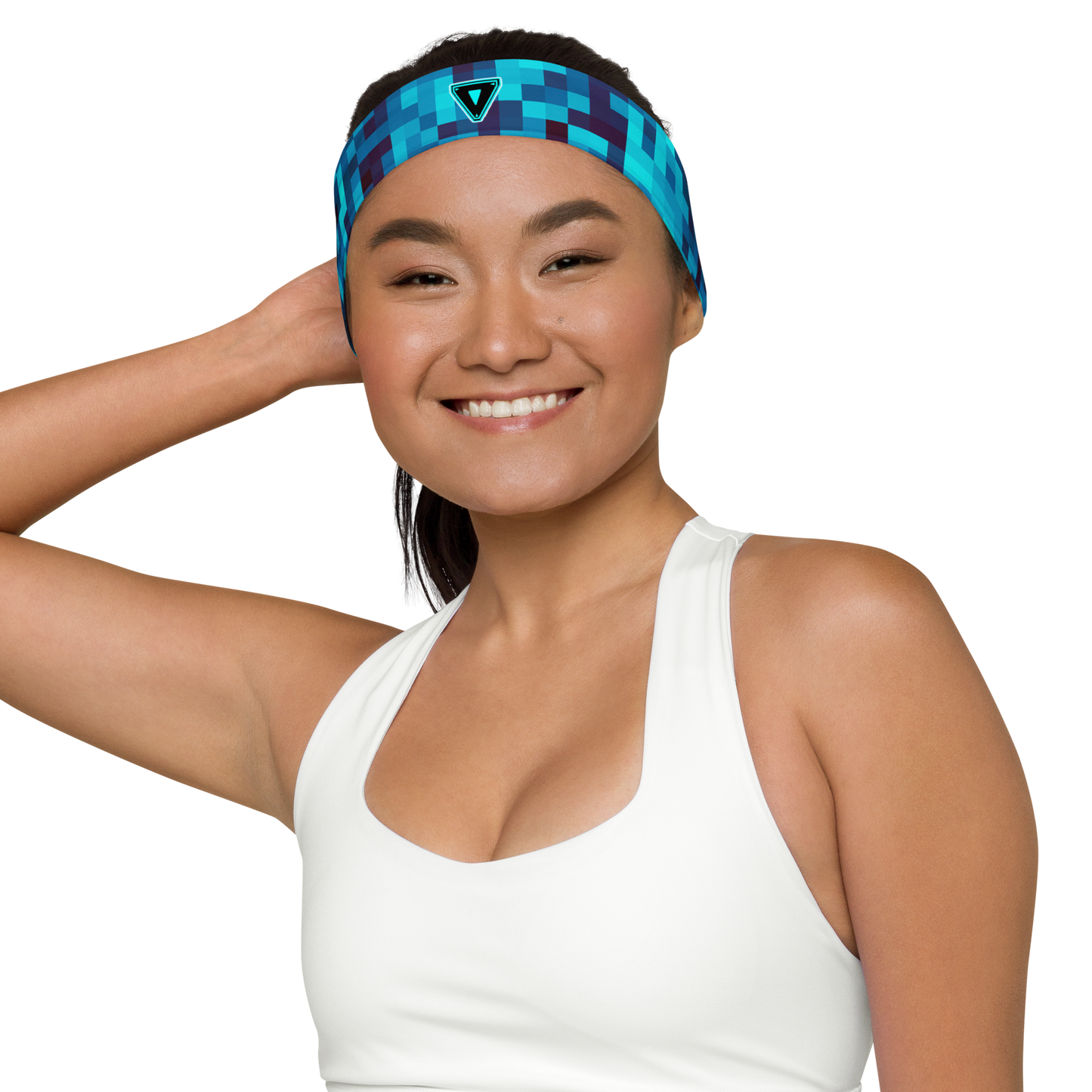 Cyber Blue Big Pixel Headband