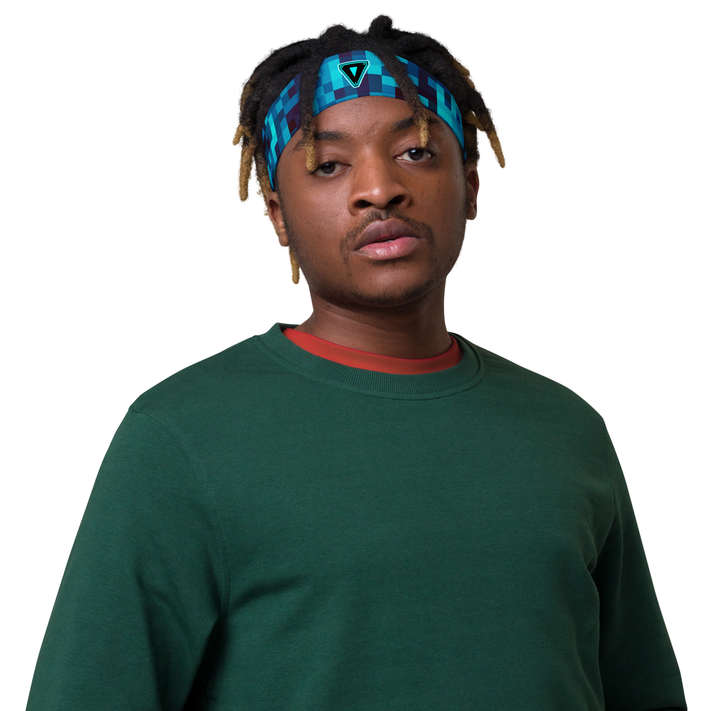 Cyber Blue Big Pixel Headband