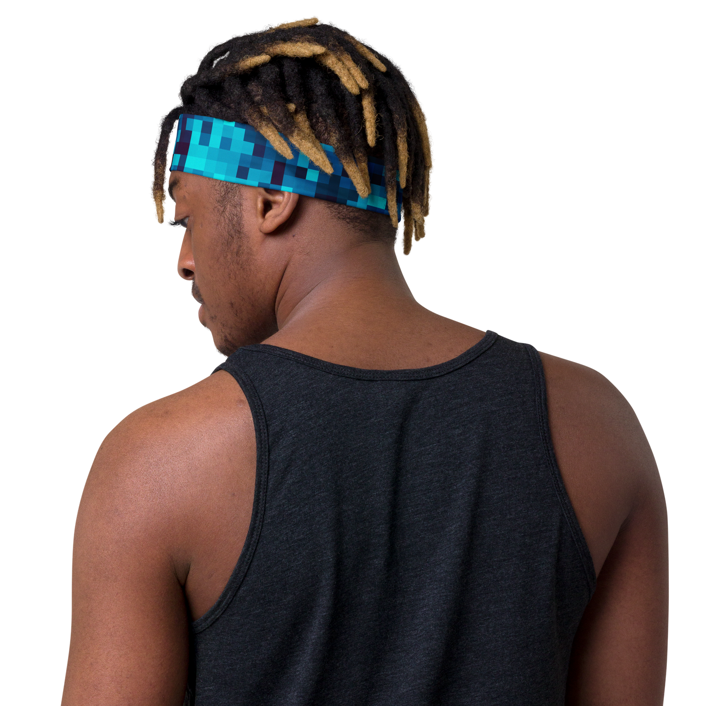 Cyber Blue Big Pixel Headband