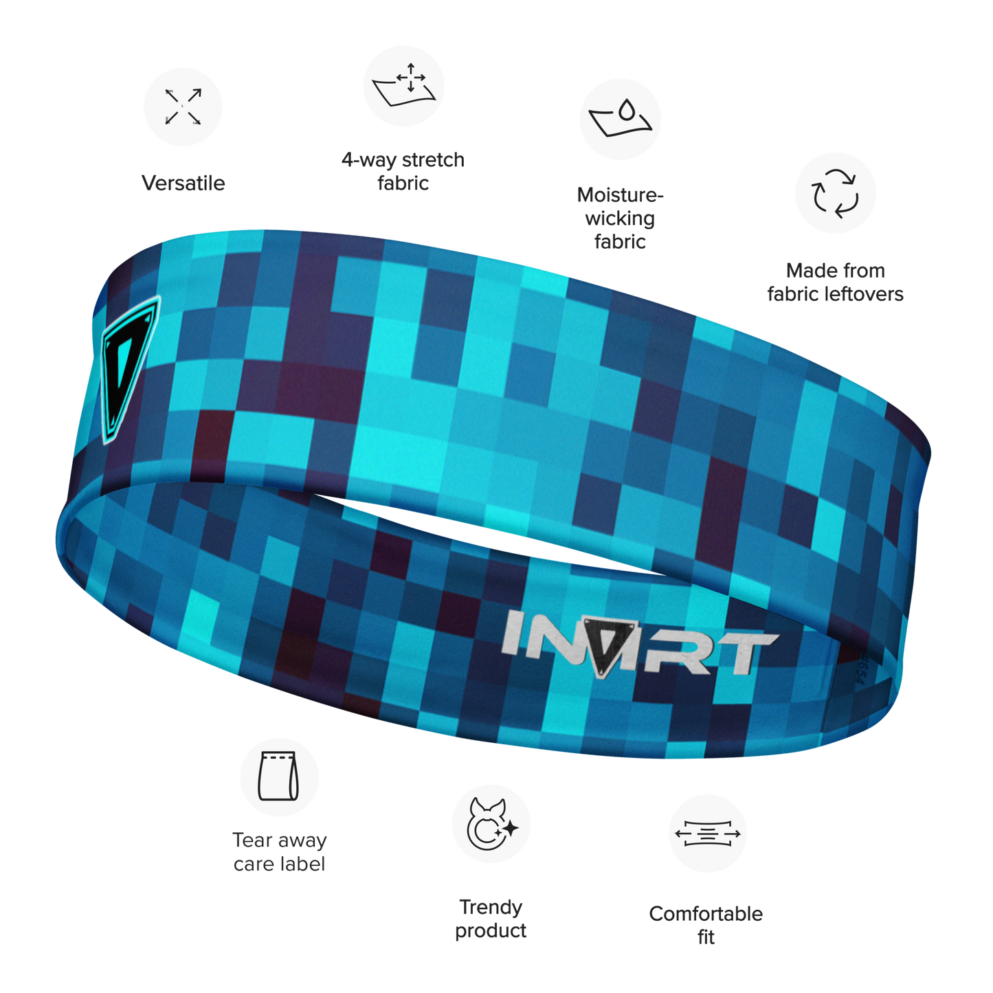 Cyber Blue Big Pixel Headband