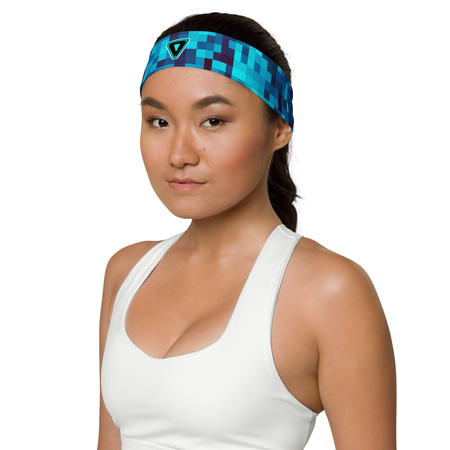 Cyber Blue Big Pixel Headband