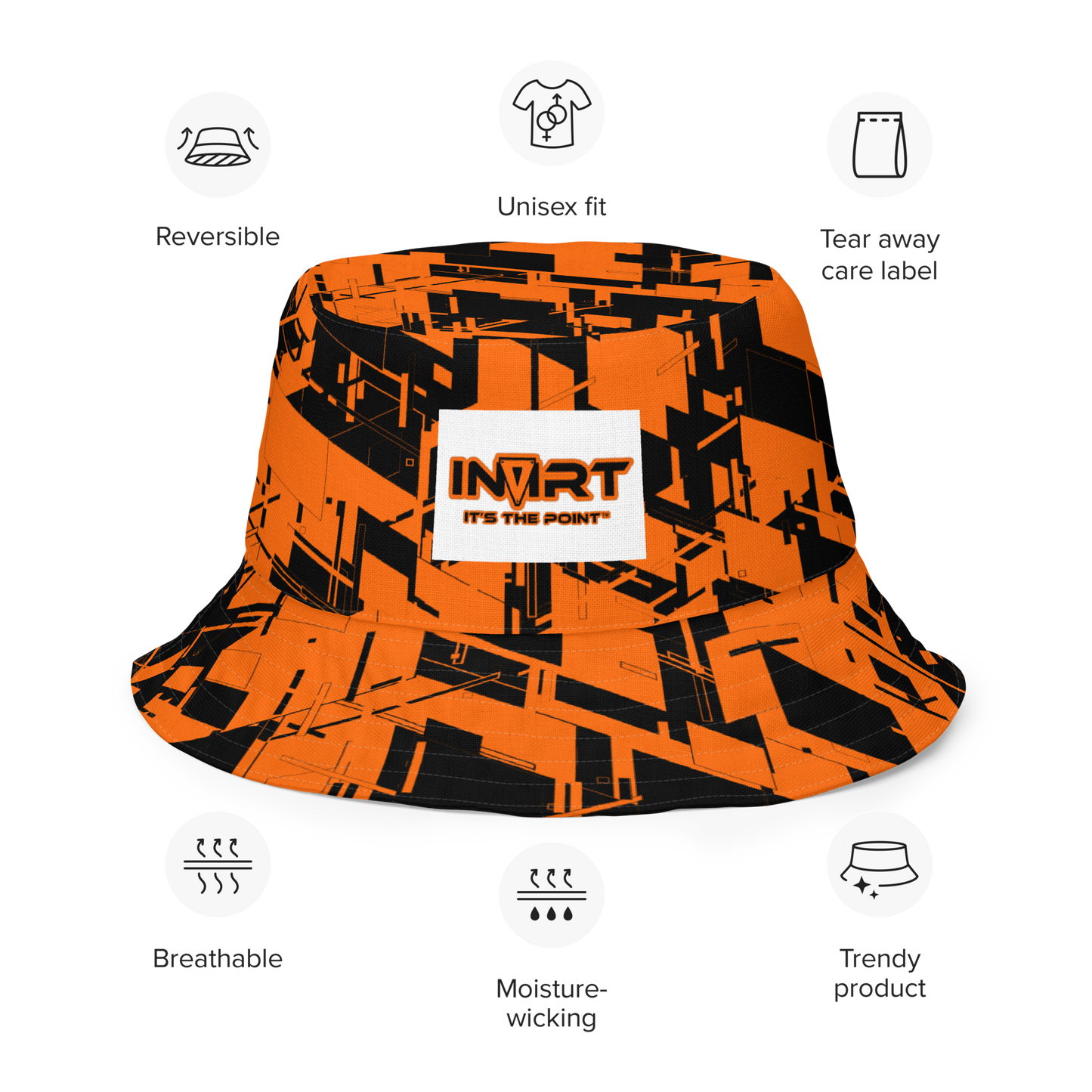 Reversible Cyber Orange Bucket Hat V3