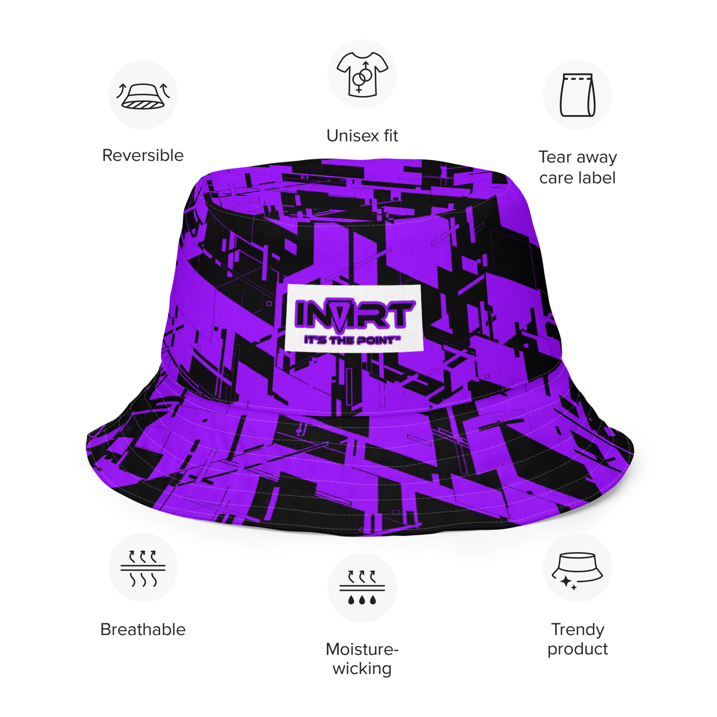 Reversible Cyber Purple Bucket Hat V3
