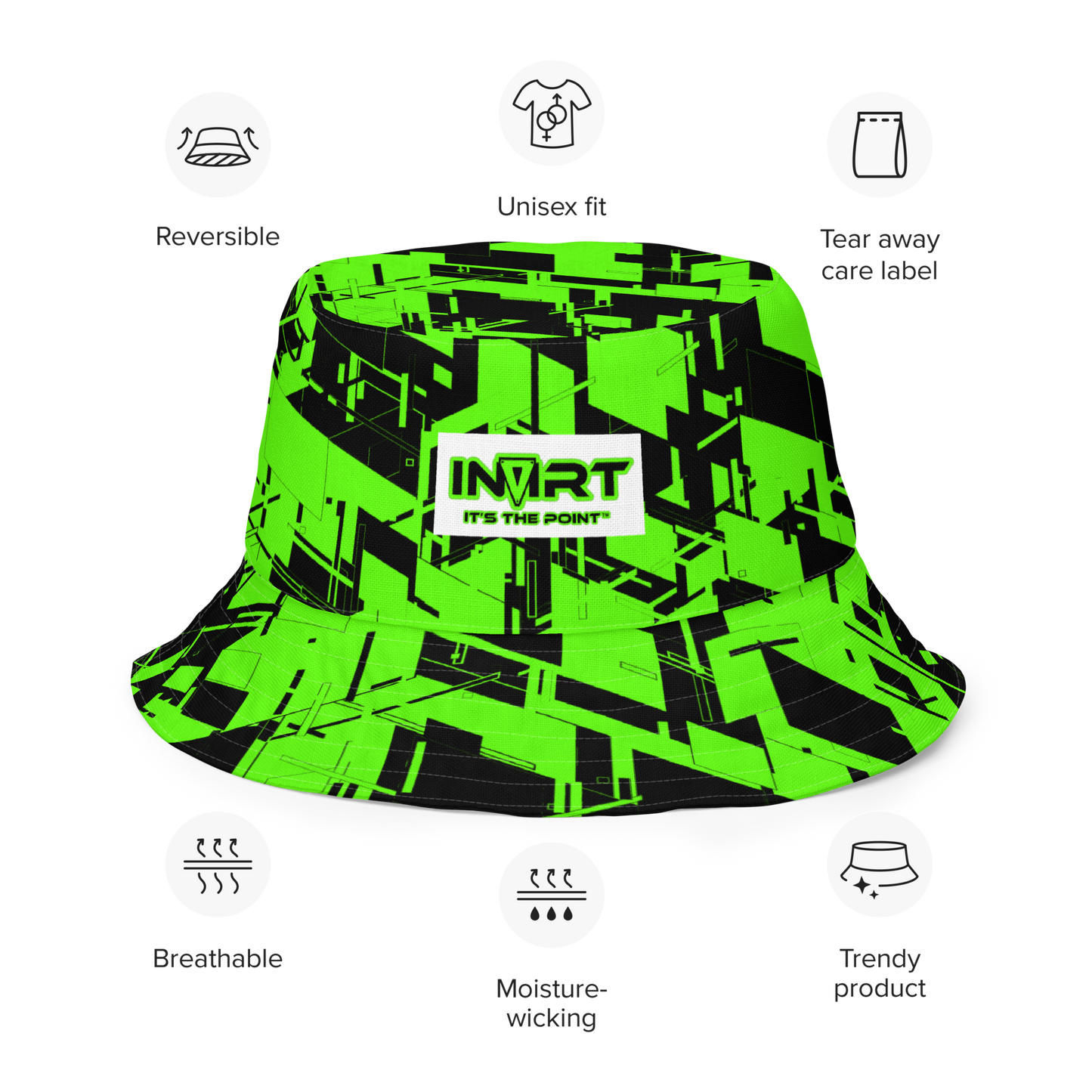 Reversible Cyber Green Bucket Hat V3