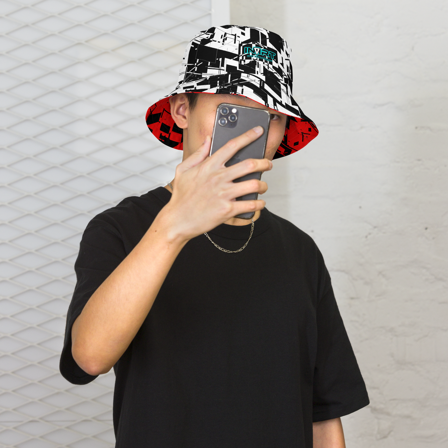 Reversible Cyber Red Bucket Hat