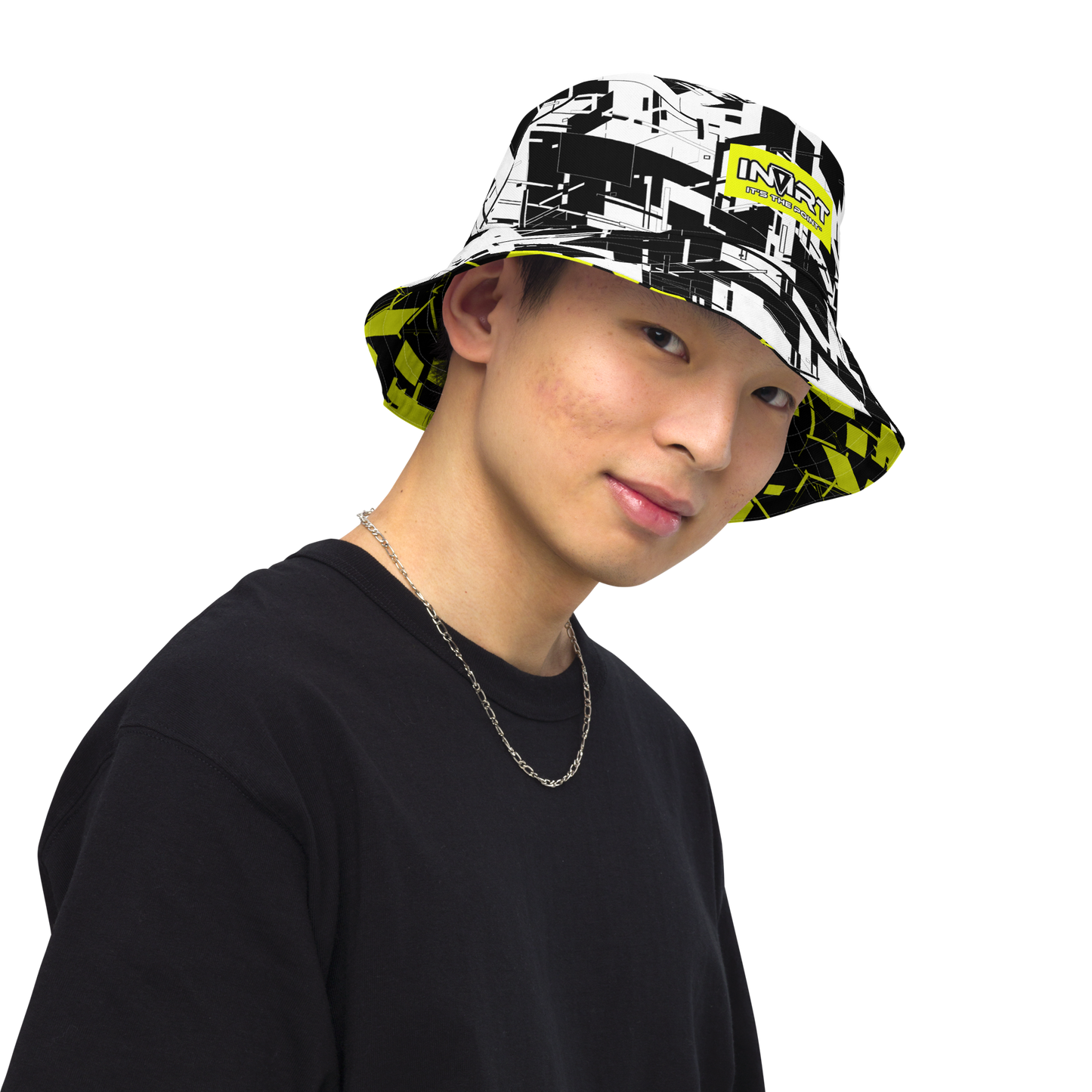 Reversible Cyber Yellow-Plasma Bucket Hat V3