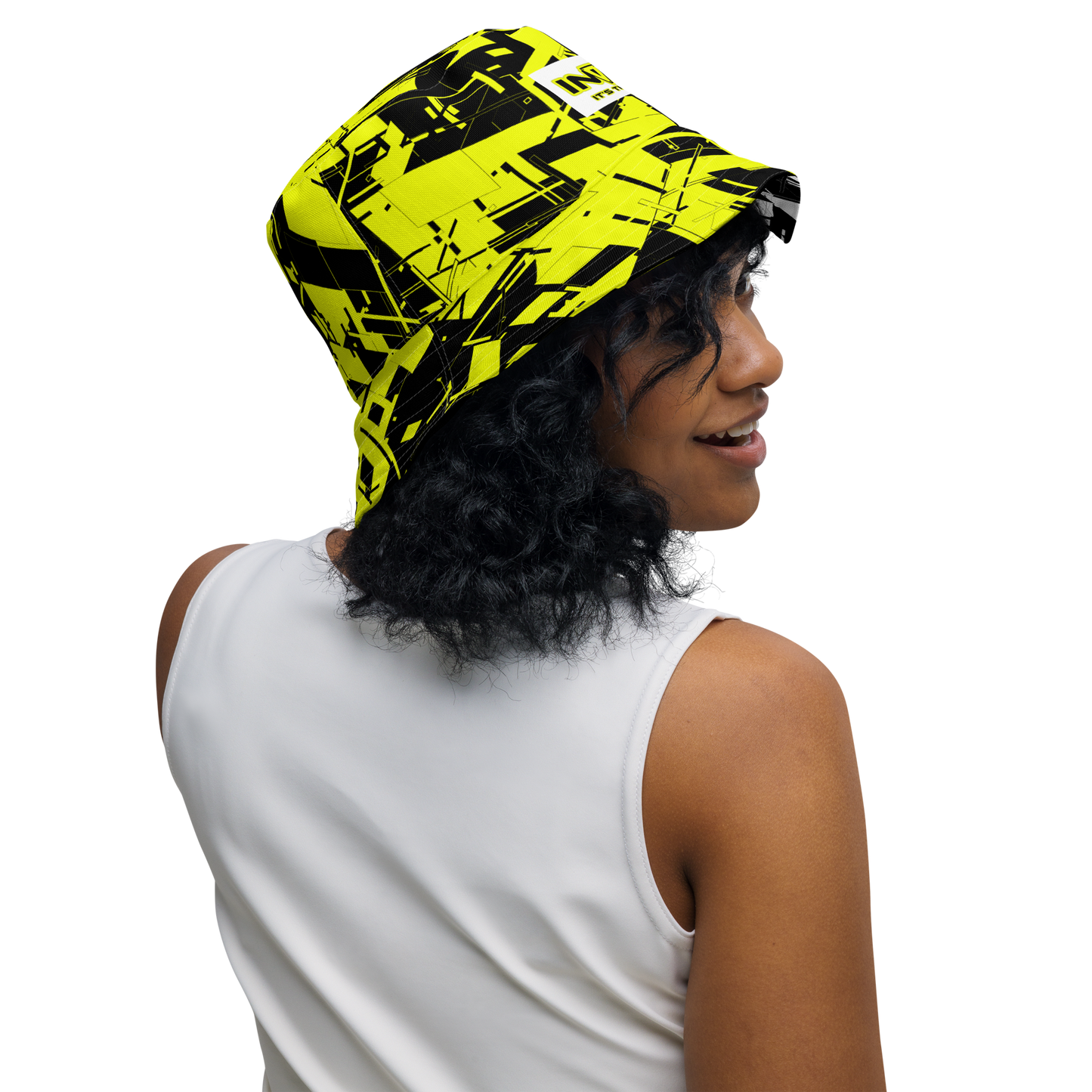 Reversible Cyber Yellow-Plasma Bucket Hat V3