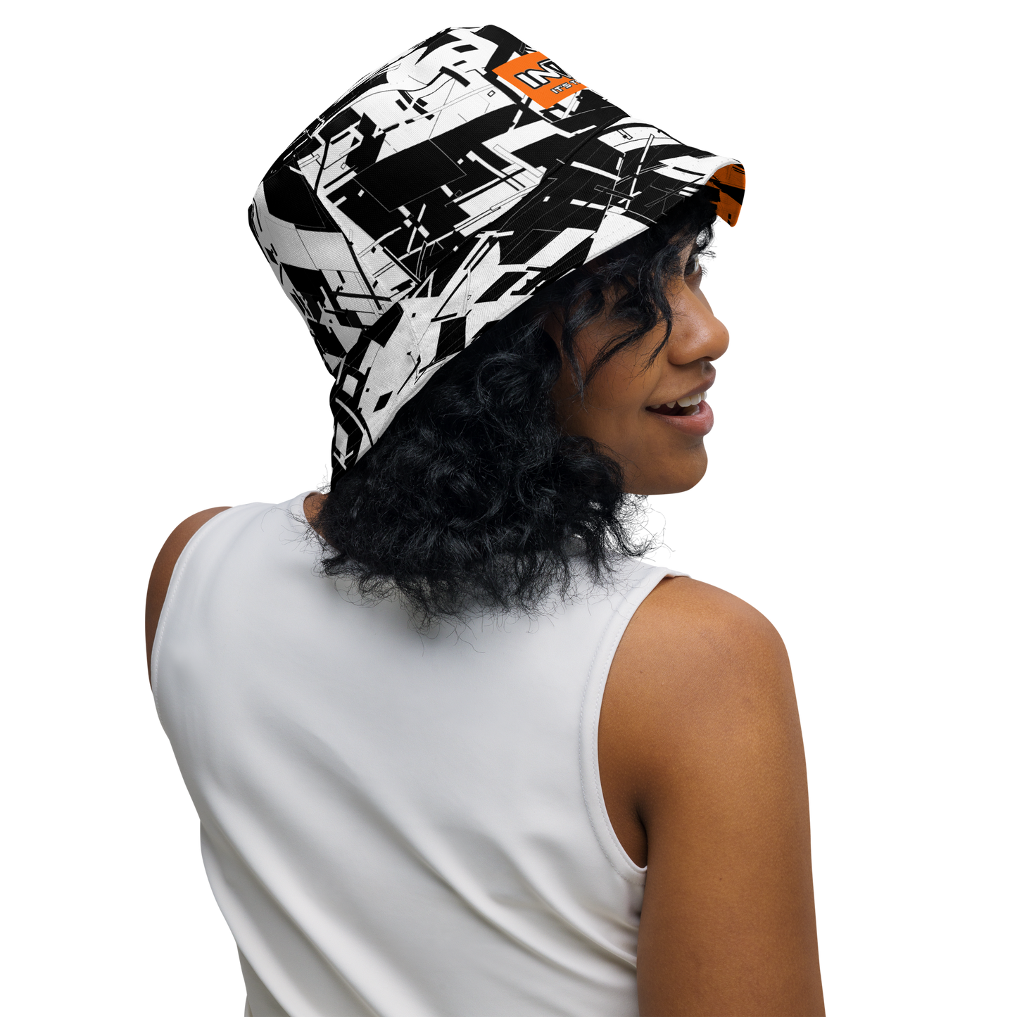 Reversible Cyber Orange Bucket Hat V3