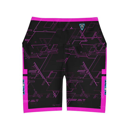 Cyber Pink High Waisted Fitness Shorts