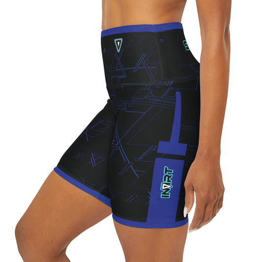 Cyber Midnight Blue Waisted Fitness Shorts