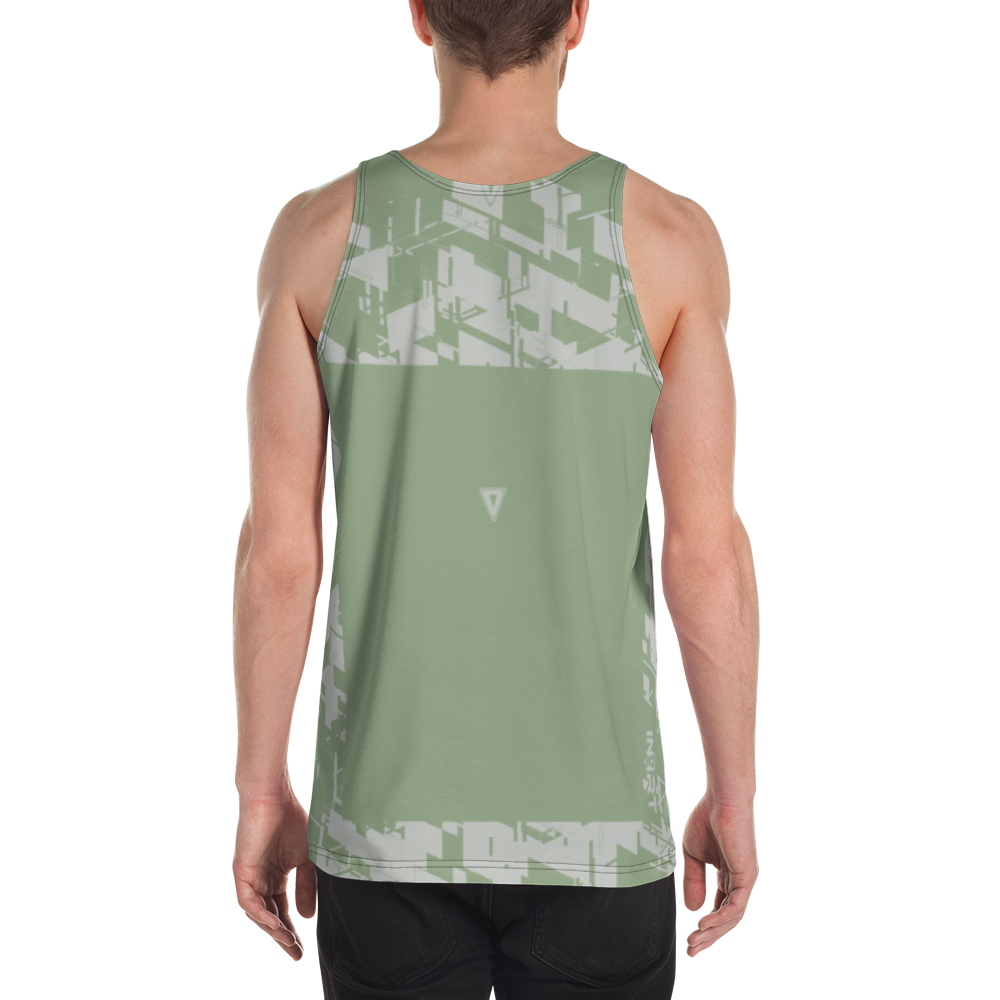 Mens Neutral Green Cyber VBack Tank Top