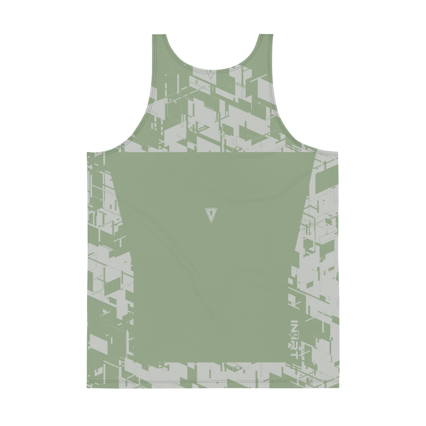 Mens Neutral Green Cyber VBack Tank Top