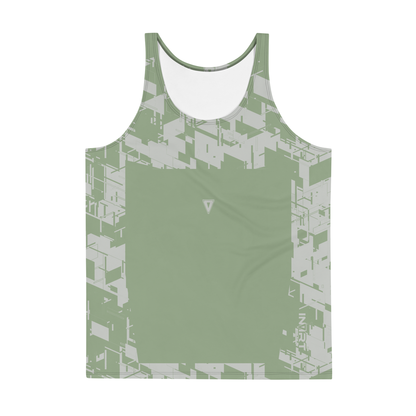 Mens Neutral Green Cyber VBack Tank Top