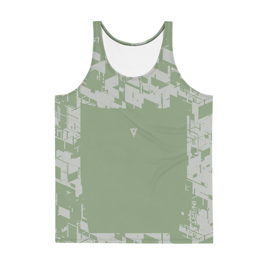 Mens Neutral Green Cyber VBack Tank Top